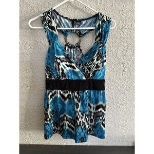 Womensโ Fairy Grunge Y2K Babydoll Top Large Blue Artsy Mesh Summer Hippy Beach